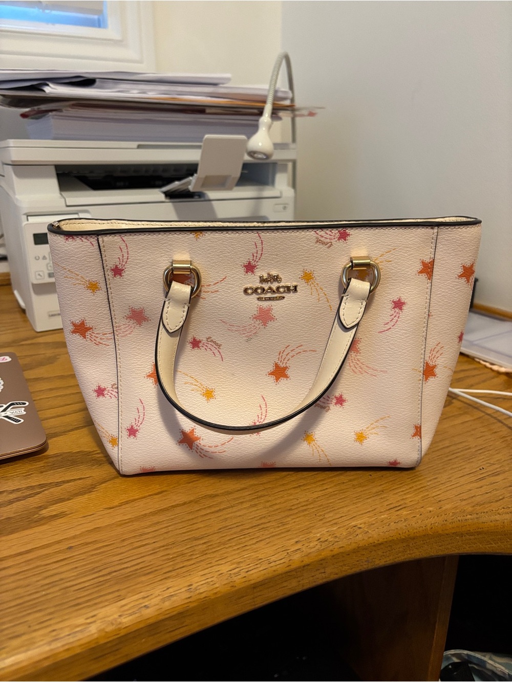 Women’s Coach Handbag with Pink Star Accents